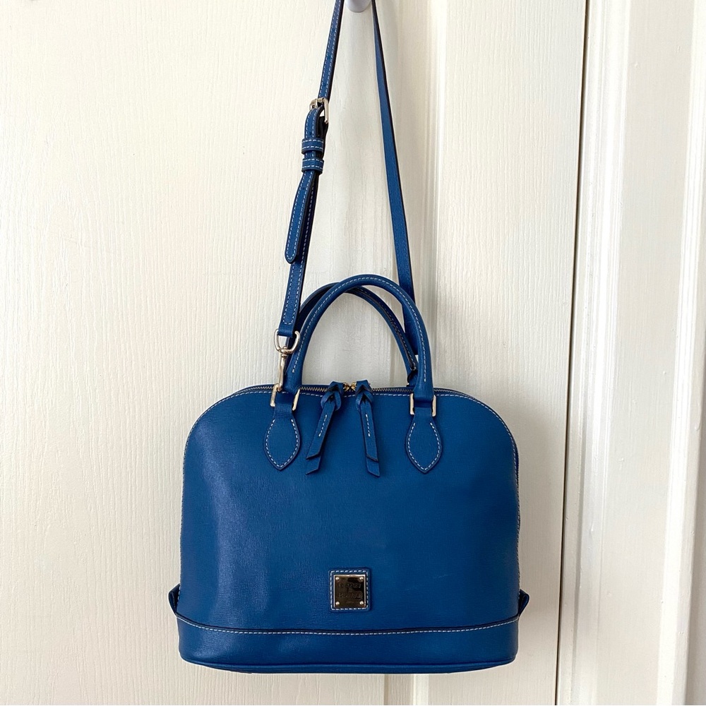 Dooney & Bourke Blue Leather Dome Satchel Shoulder Bag - Picture 2 of 12